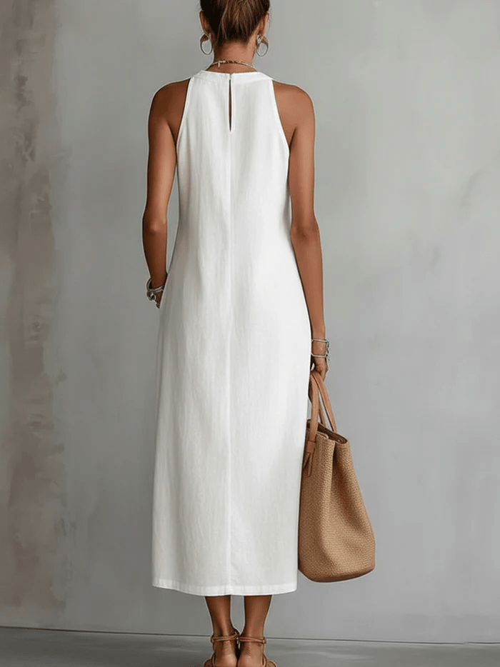Amaya | Linane Midi Kleid Mandarinikaelusega - Liisi Valik