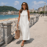 Amaya | Linane Midi Kleid Mandarinikaelusega - Liisi Valik