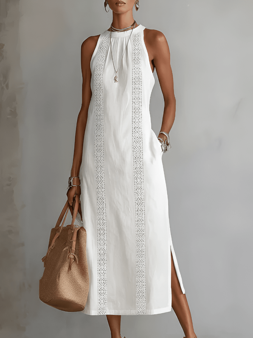 Amaya | Linane Midi Kleid Mandarinikaelusega - Liisi Valik