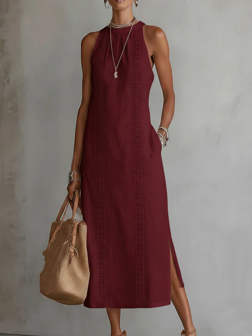 Amaya | Linane Midi Kleid Mandarinikaelusega - Liisi Valik