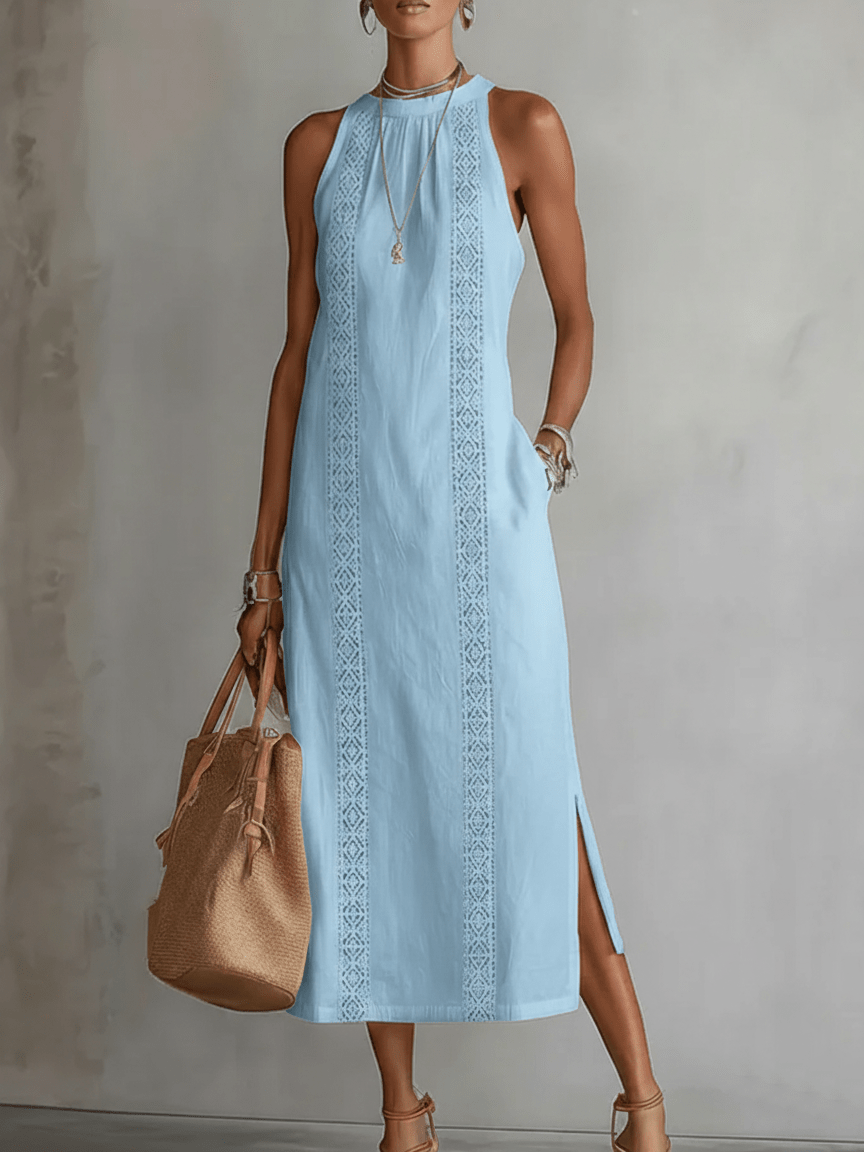 Amaya | Linane Midi Kleid Mandarinikaelusega - Liisi Valik