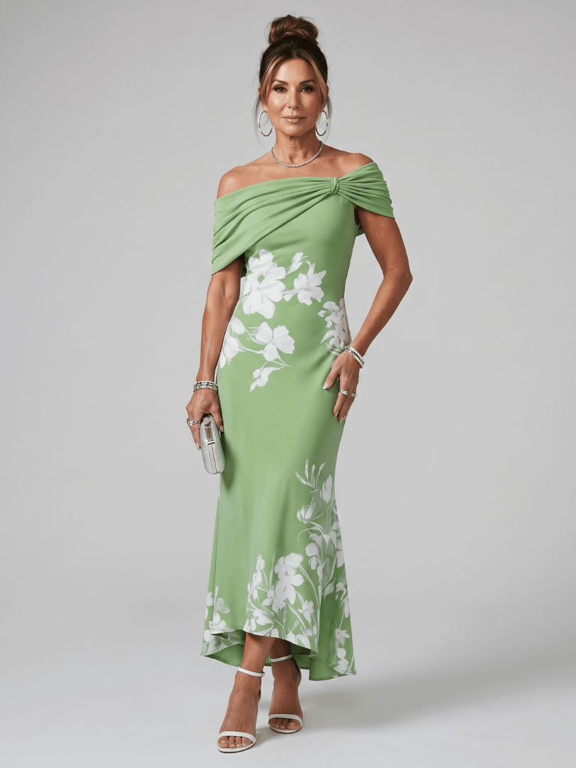 Cosma | Midi kleit Bardot kaelusega ja elegantse drapeeringuga - Liisi Valik