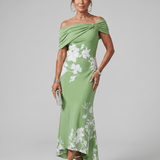 Cosma | Midi kleit Bardot kaelusega ja elegantse drapeeringuga - Liisi Valik