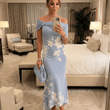 Cosma | Midi kleit Bardot kaelusega ja elegantse drapeeringuga - Liisi Valik