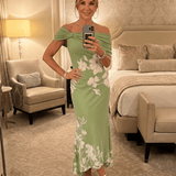 Cosma | Midi kleit Bardot kaelusega ja elegantse drapeeringuga - Liisi Valik