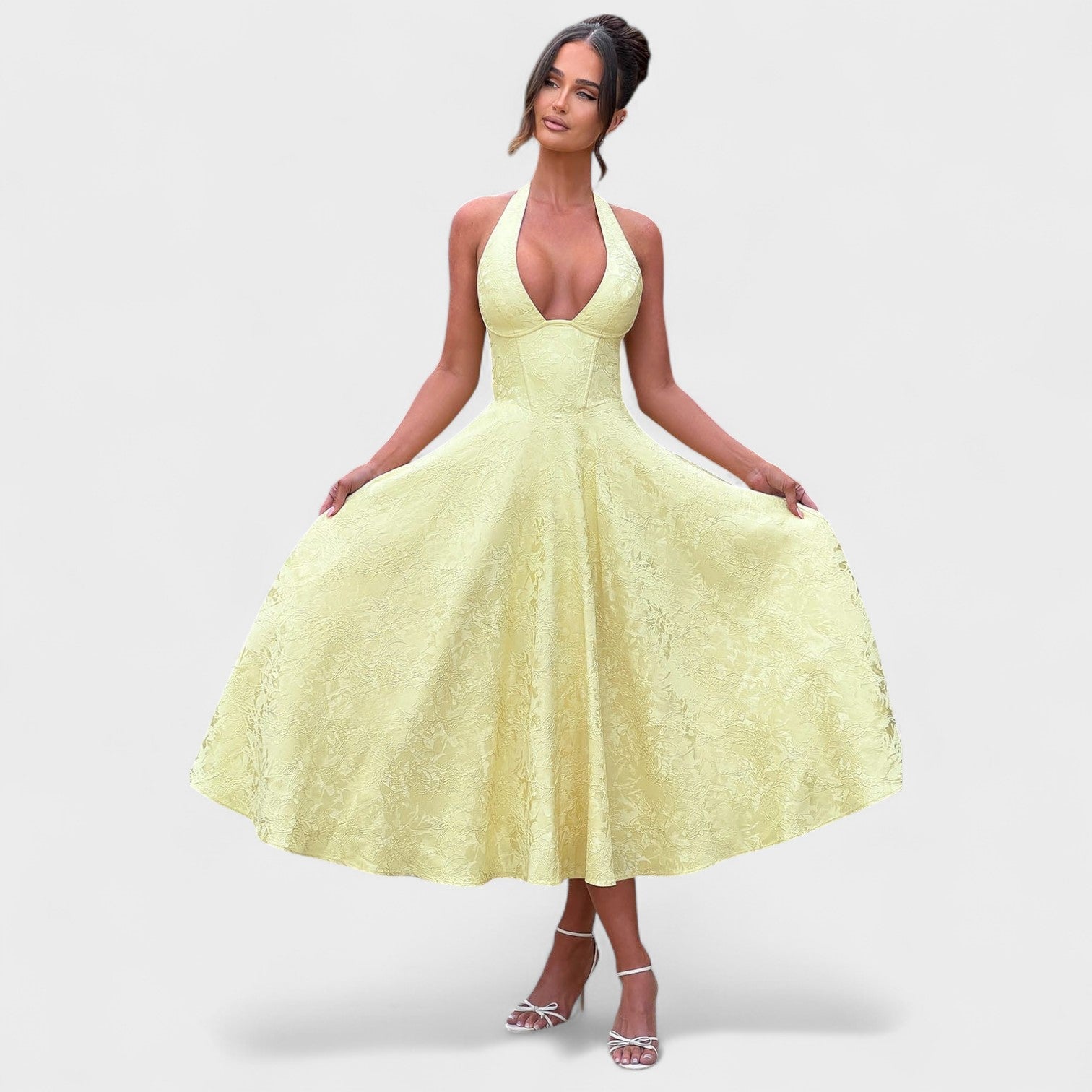 Halina – Elegantne midi kleit volangidega - Liisi Valik