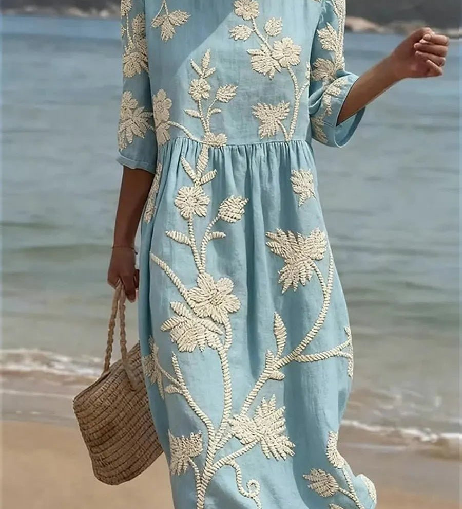 Kimberly | Midi Kleid mit Pflanzen- und Blumenmuster - Liisi Valik