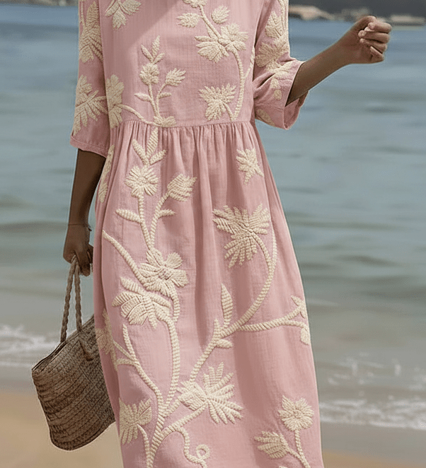 Phoebe | Midi Kleid mit Zeit- und Blumenmuster - Liisi Valik