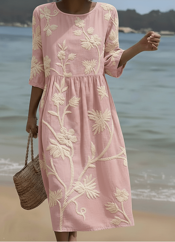 Phoebe | Midi Kleid mit Zeit- und Blumenmuster - Liisi Valik