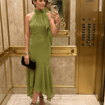 Winifred | Midi Kleit Halter Drapinguga Avatud - Liisi Valik