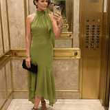 Winifred | Midi Kleit Halter Drapinguga Avatud - Liisi Valik