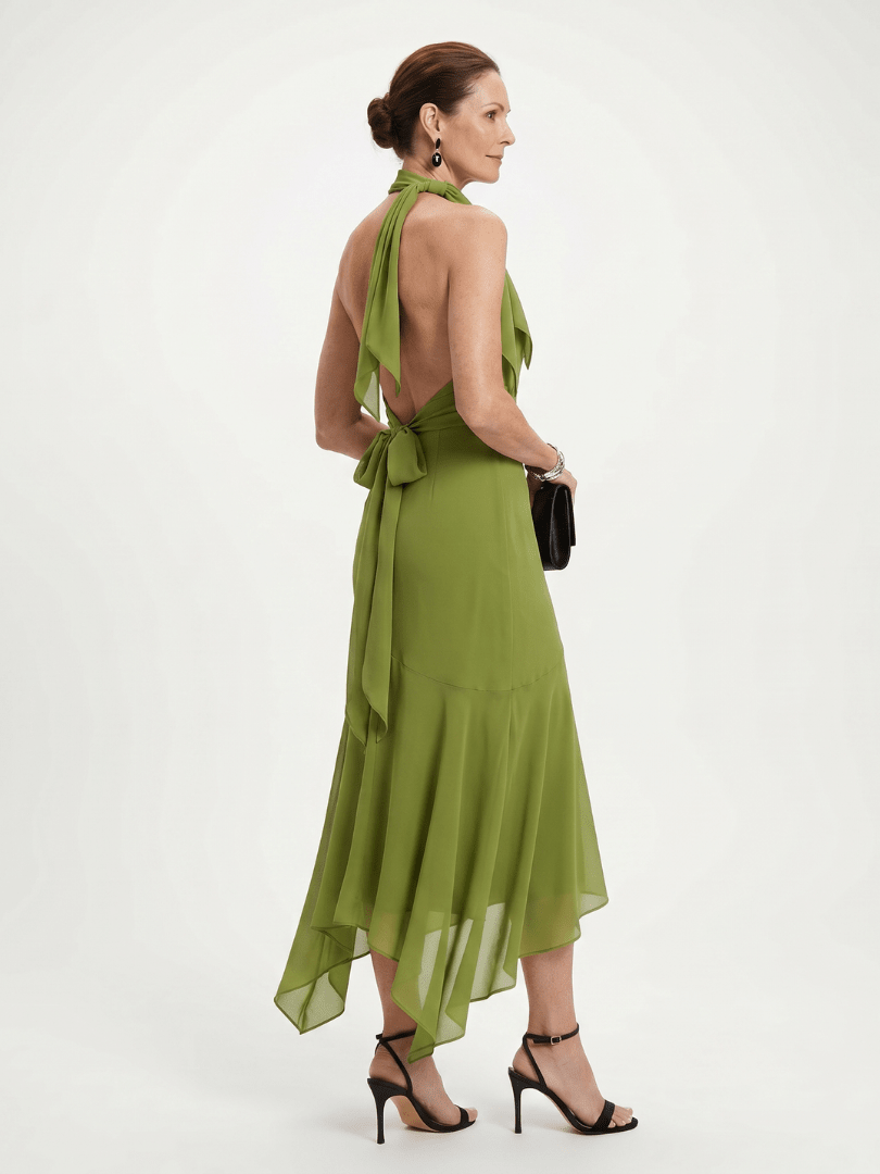 Winifred | Midi Kleit Halter Drapinguga Avatud - Liisi Valik