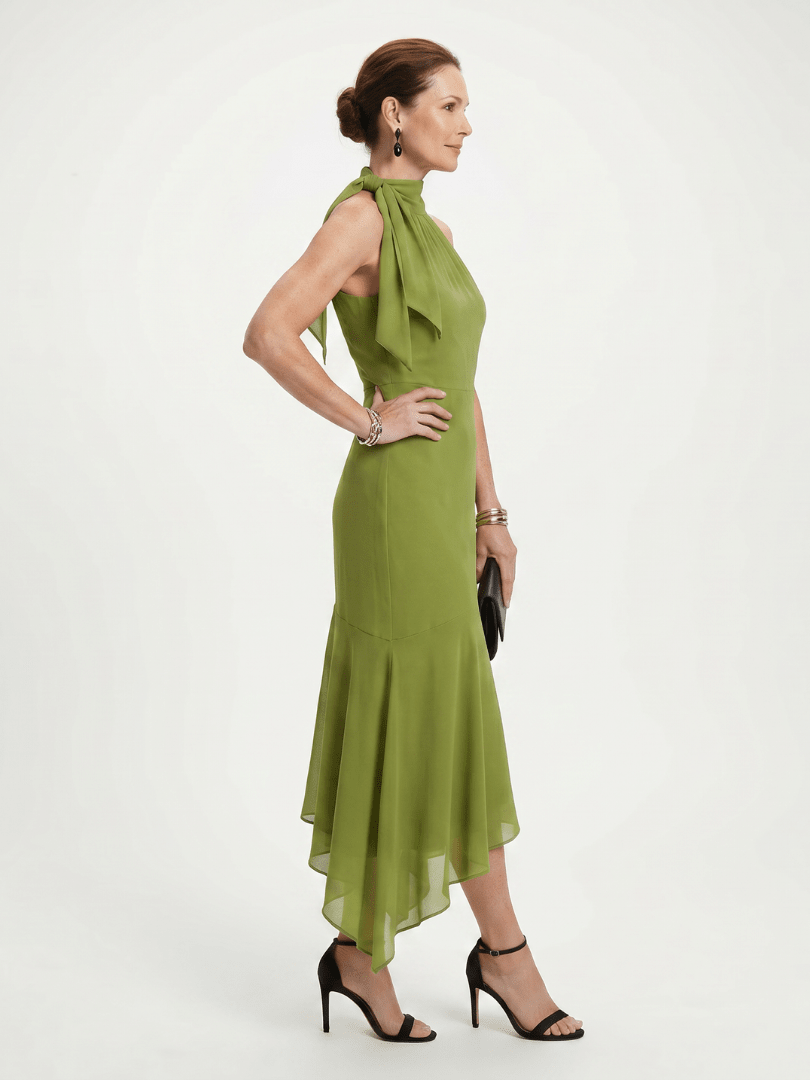 Winifred | Midi Kleit Halter Drapinguga Avatud - Liisi Valik