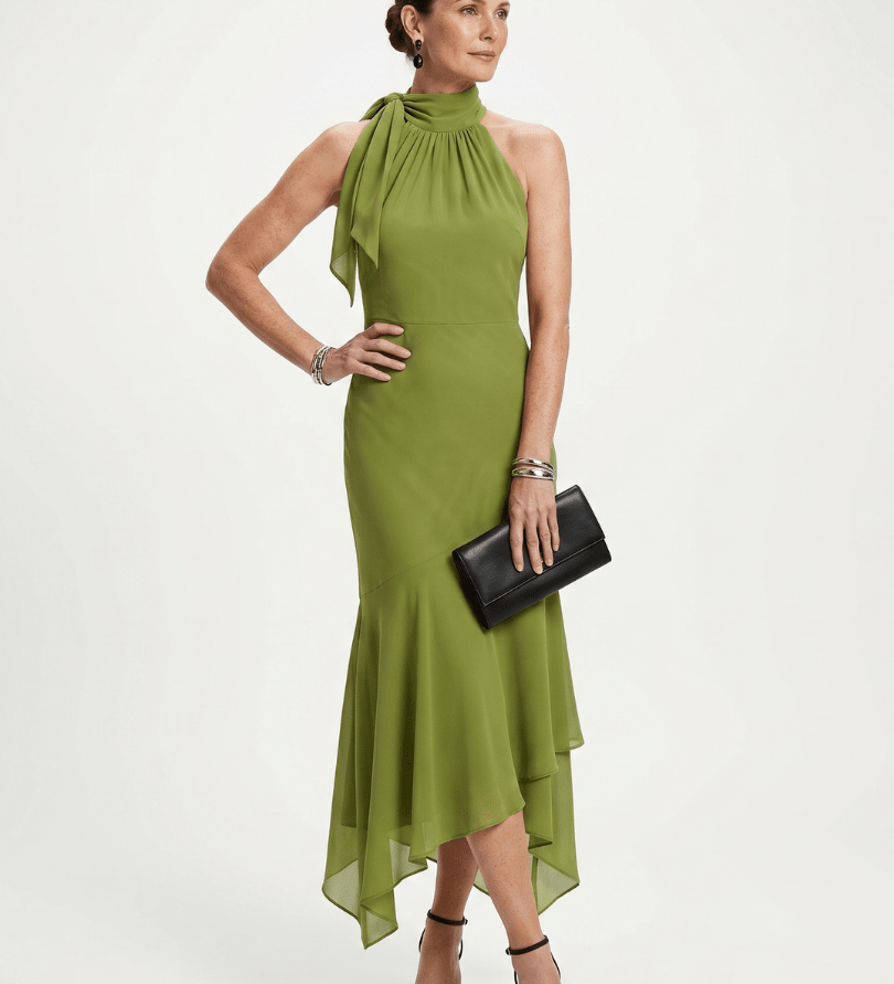 Winifred | Midi Kleit Halter Drapinguga Avatud - Liisi Valik