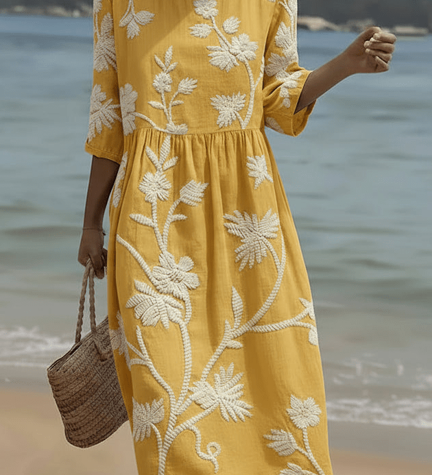 Yassy | Midi Kleid mit Zeit- und Blumenmuster - Liisi Valik