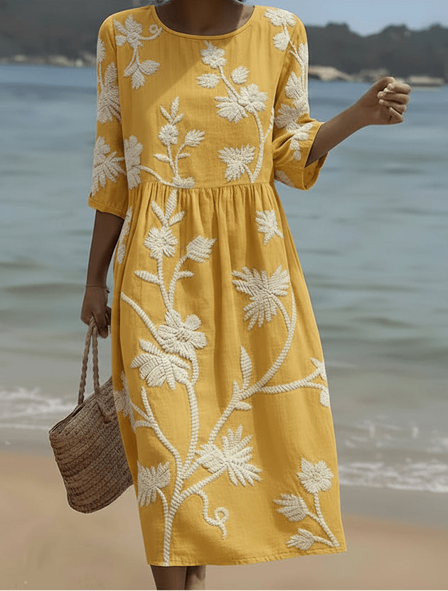 Yassy | Midi Kleid mit Zeit- und Blumenmuster - Liisi Valik